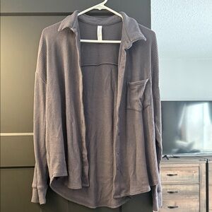 Purple/grey button up